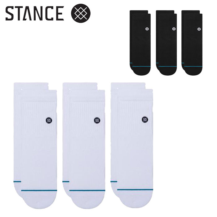 STANCE/SOCKS 伸縮性のあるリブがふくらはぎを包み込み、きつ過ぎずゆるくない極上のフィット感を生み出します。トラブルの多いつま先やかかと部分はクッション性もあるパイル仕様で仕上げ、優れた吸湿性を実現。細部にまでこだわったスタンスらしい快適な履き心地に仕上げました。※画像の色調はご使用のモニターの機種や設定により実際の商品と異なる場合があります製品仕様サイズL：25.5-29.0cm素材コームドコットンブレンド（コットン76％ ポリエステル16％ ナイロン5％ ポリウレタン3％）スタイルクォーター丈/ミッドクッション生産中国注意※他のサイトも運営しておりますのでタイミングにより在庫切れの場合は改めてご連絡いたします。※商品撮影にはデジタルカメラを使用しております。色彩再現には最善を尽しておりますが、お使いのモニタ環境によって多少異なる場合があります。※掲載商品と実際の商品とは、色・柄の出方が多少異なる場合があります。検索用キーワードSTANCE/スタンス/ICON/QUARTER/3/PACK/メンズ/3足組/A356A21IQP/ソックス/3/PACK/クォーター/男性/靴下/無地/ローカット/くるぶし/アンクル/ハーフ/おしゃれ/かっこいい/ストリート/スケーター/カジュアル/白/3P/3足セット/プレゼント/ギフト/スニーカー/可愛い/オシャレ/女子/女性/男子/大人/男性/ストリート/socks/クルー/父の日/プレゼント/ギフト/バレンタイン/ホワイトデー/ペアルック/お揃い/彼氏/彼女/0190107466400/0190107468183/ブラック/ホワイト/BLACK/WHITEGI1211003016【関連商品はこちら】STANCE スタンス 靴下 メンズ ソSTANCE スタンス ソックス バスケSTANCE スタンス ソックス 靴下 STANCE スタンス 靴下 メンズ ソSTANCE スタンス ソックス 靴下