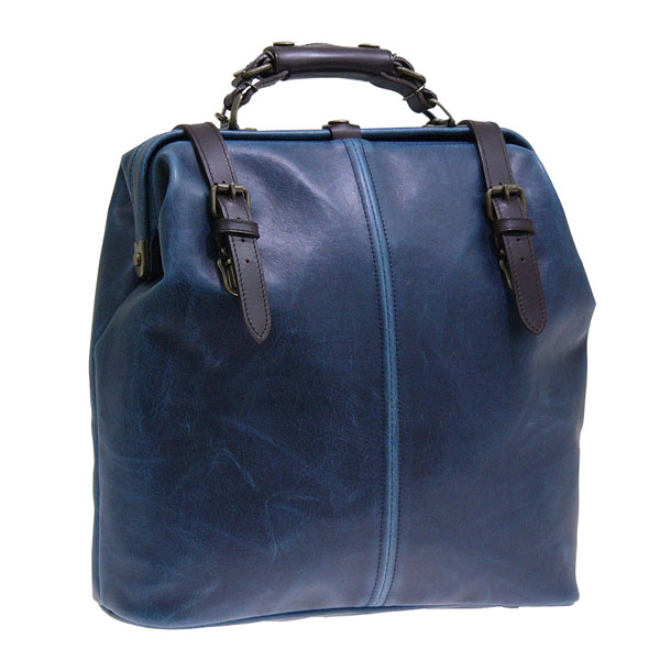 乐天商城 - 【ポイント10倍】木和田 Retro レトロ 2way 縦型 リュックサック ハンドル付き 口金式 ダレス式 日本製 ネイビー 4968-NV