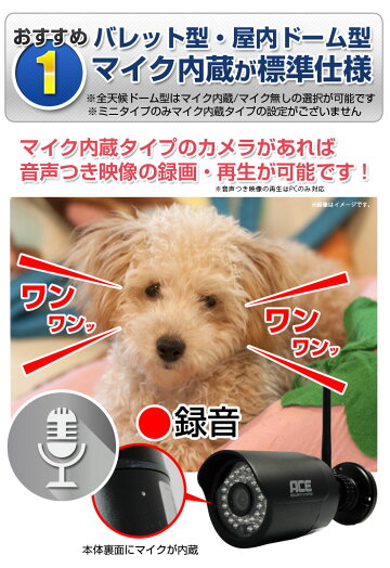 【ポイント5倍★4/249:59まで】防犯カメラ★マイク内蔵型新登場屋外用屋内用ドーム型が選べる★定時メール★プリレコード★APなど豊富な機能が【標準装備】更に★赤外線も選べる監視カメラIPカメラネットワークカメラワイヤレスWiFi【送料無料】