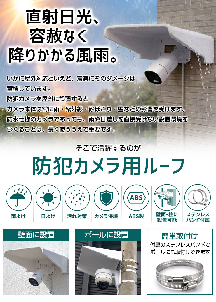 【 防犯カメラ用ルーフ 】 カバー シールド サンバイザー 日よけ 雨よけ 雪よけ ひ...
