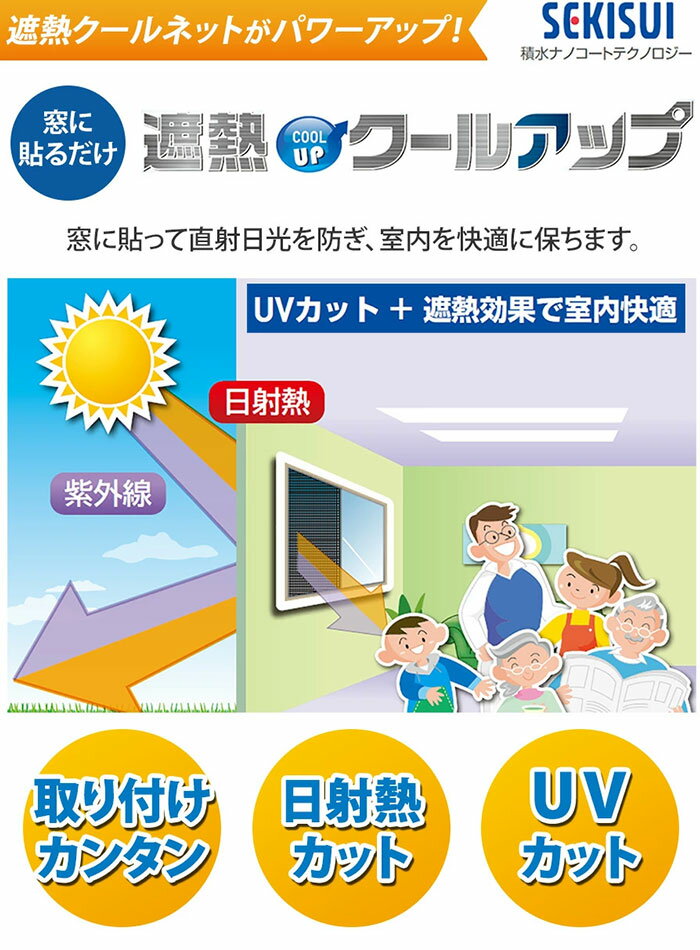 【4日20時～SS期間限定クーポン】【正規販売店】セキスイ 遮熱クールアップ 2枚セット （100×200cm） 面ファスナー付き 正規品 積水 SEKISUI 節電・省エネ効果 夏 日差し 取り付け簡単 3