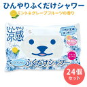 24個セット ひんやりふくだけシャワー ミント&グレープフルーツの香り (10枚入×24) 1個あたり税込291円 ときわ商会 ボディシート 冷感シート 大判 ...