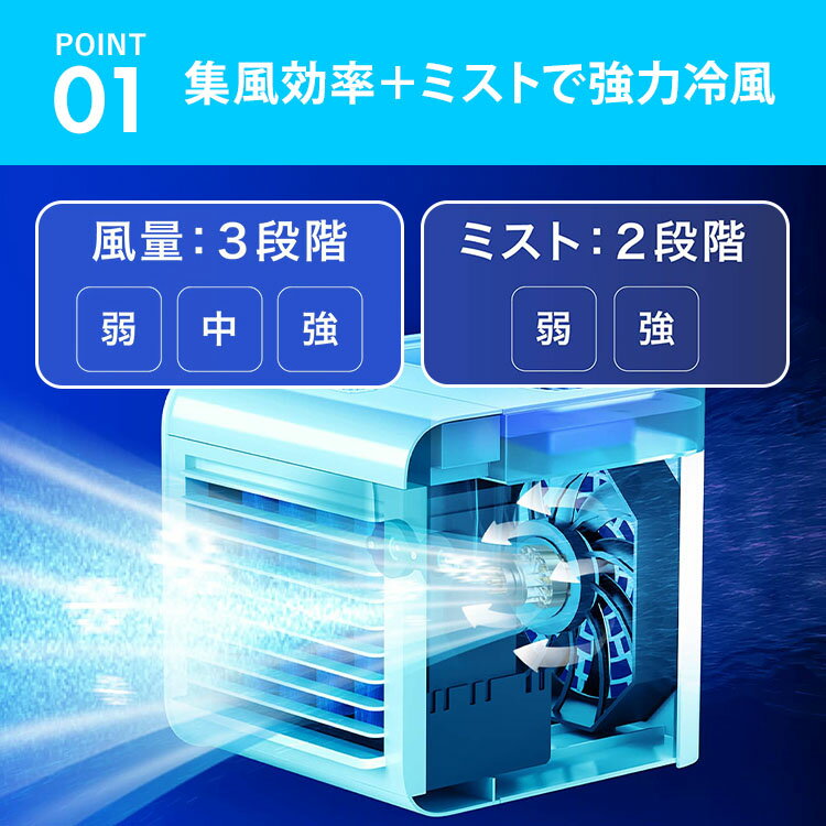 ソウイジャパン SOUYI 浄水ミスト冷風扇 PA-008 冷風扇 扇風機 冷風機 卓上クーラ...
