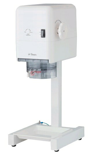 ■サイズ：幅250×奥行310×高さ660mm ■重量：11.5kg ■駆動方式：ベルト駆動方式 ■氷削能力：0.15標準(kg/分) ■電源：単相100V 50/60Hz ■定格消費電力・時間：約120W　約30分 ■その他：（粗さ調節）無段階、（付属品）アイスケース（替刃付）1個 　・氷押さえ1個・専用製氷カップ（約200ml）1個 *この1台で味付き氷もかき氷も作れます。 *専用カップで作った氷をセットするだけ（ブロック、キューブアイスは不可）。 *アイスケースは丸洗い可。ケースを換えれば、味は混ざりません。 *粗さ調節機能付き。