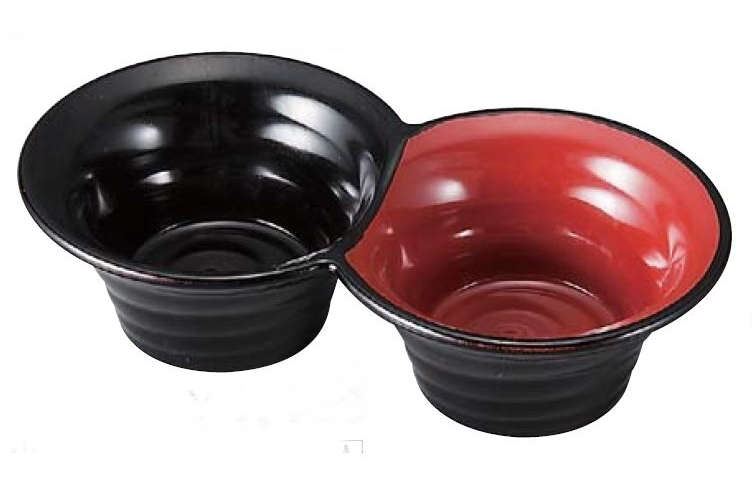 乐天商城 - メラミン食器 ツイン渦小鉢 外黒内朱内黒 福井クラフト