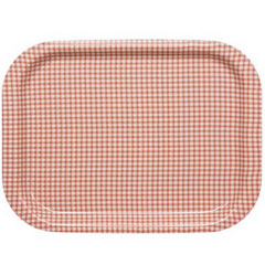 橋本達之助工芸 業務用 お盆 トレイ Rトレー チェック M 角 ピンク
