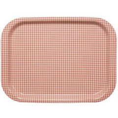 橋本達之助工芸 業務用 お盆 トレイ Rトレー チェック L 角 ピンク