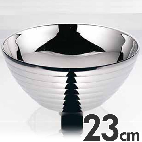 乐天商城 - 18-8ステンレス サラダボール(サラダボウル) ライン ダブル 二重中空構造 23cm