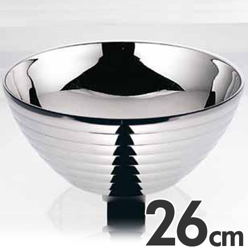 乐天商城 - 18-8ステンレス サラダボール(サラダボウル) ライン ダブル 二重中空構造 26cm