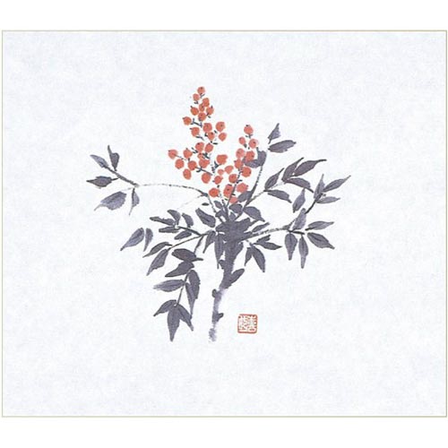 マイン 業務用 鮮度保持紙 大 18.5×16.5cm 南天(12月-1月) 100枚入 M30-092