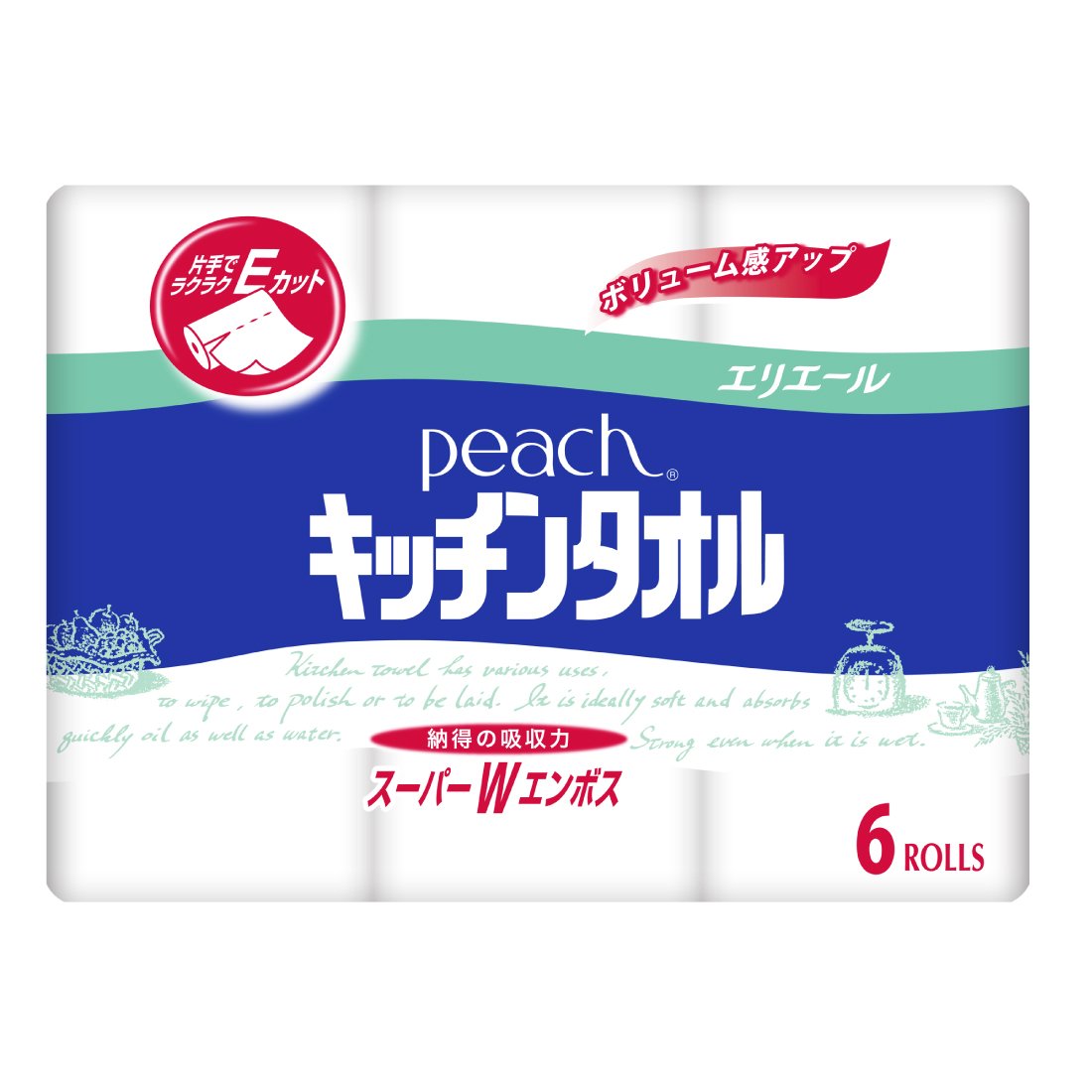 ピーチ　キッチンタオル　6ロール 容量6ロール 大王製紙 キッチンタオル