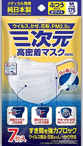 三次元 高密着マスクナノ ふつうMサイズ 7枚 容量7枚 興和 マスク