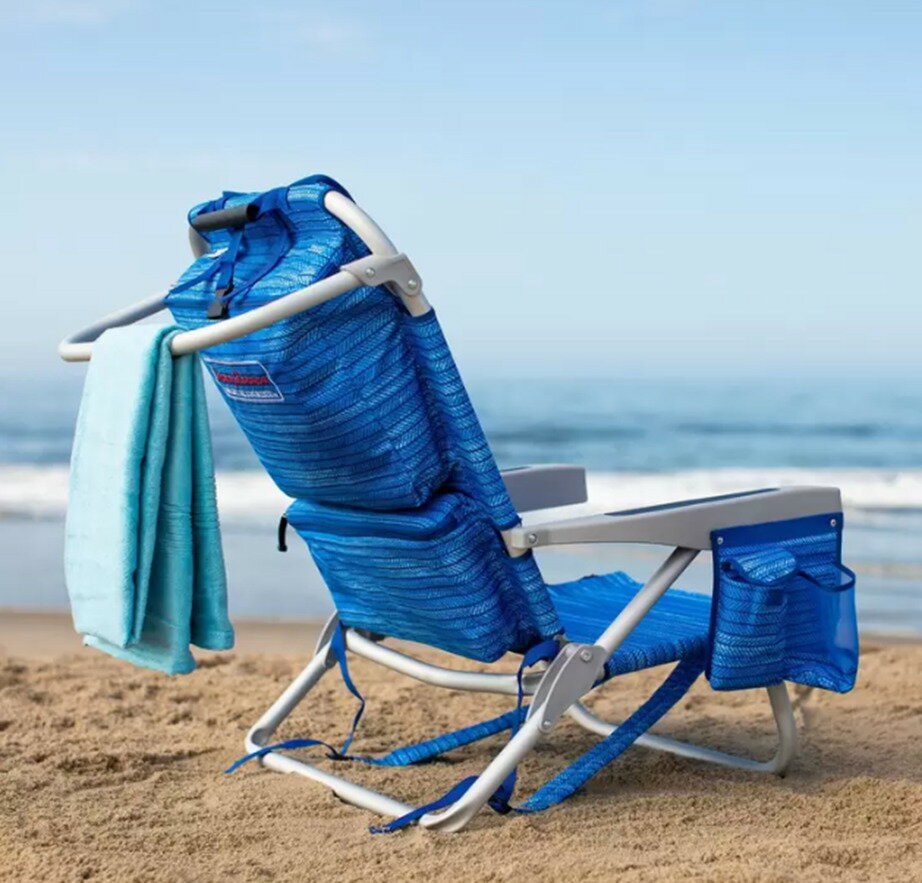 レビューキャンペーン目玉品◎当日発送品◎トミーバハマ ビーチチェア　ブルー　Tommy Bahama Beach Chair　ローチェア アウトドア 海 ビーチ プール キャンプ 収納 リゾートチェア ホテルチェア グランピング　折り畳み椅子　リクライニングチェア　保冷ポーチ付