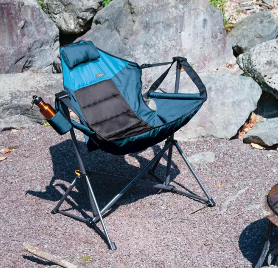 Riobrandリオブランドスイングハンモックチェア【簡単セットアップ】耐荷重136キロコンパクト、ポータブル、折りたたみ可能ドリンクホルダー付収納バッグ付耐久性のあるポリエステル生地アウトドアハンモックリオスイングチェア