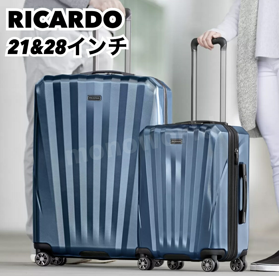 最後のお一つになりました！当日発送品◎マラソン目玉品◎リカルド　ウインザー　スーツケース　2個セット（21インチ＆28インチ）　Ricardo Windsor Hardside Luggage 　防傷加工　USB充電ポート　海外旅行　国内旅行　旅行用スーツケースのサムネイル