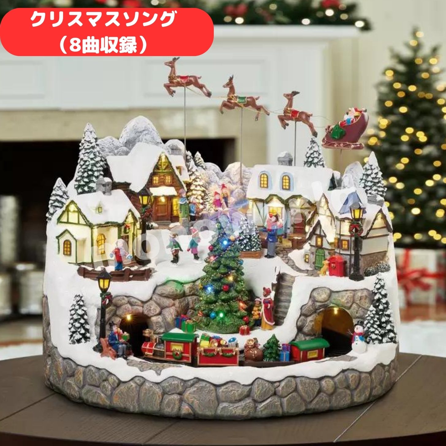 当日発送品◎クリスマスイルミネーション デコレーション 置物 クリスマス christmas Xmas スノー ホリデービレッジ ライト & ミュージック付　クリスマスソング8曲収録　LEDライト付き　クリスマスアイテム　クリスマス置物　オルゴール