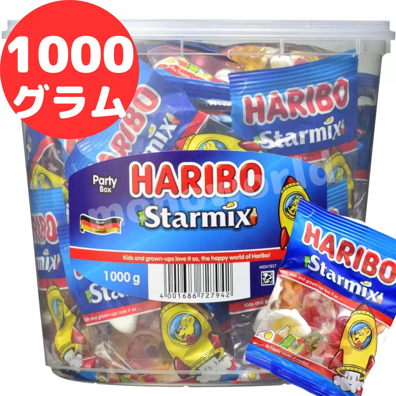 当日発送品◎ハリボー ミニ スターミックス ドラム 1000g HARIBO Star Mix Drum 1000g　ぐみ　グミ　お菓子　クリスマス パーティー お菓子 お菓子交換 おやつ 顔やせハリボー　ハリボースターミックス　ハロウィン　ハロウィンお菓子のサムネイル