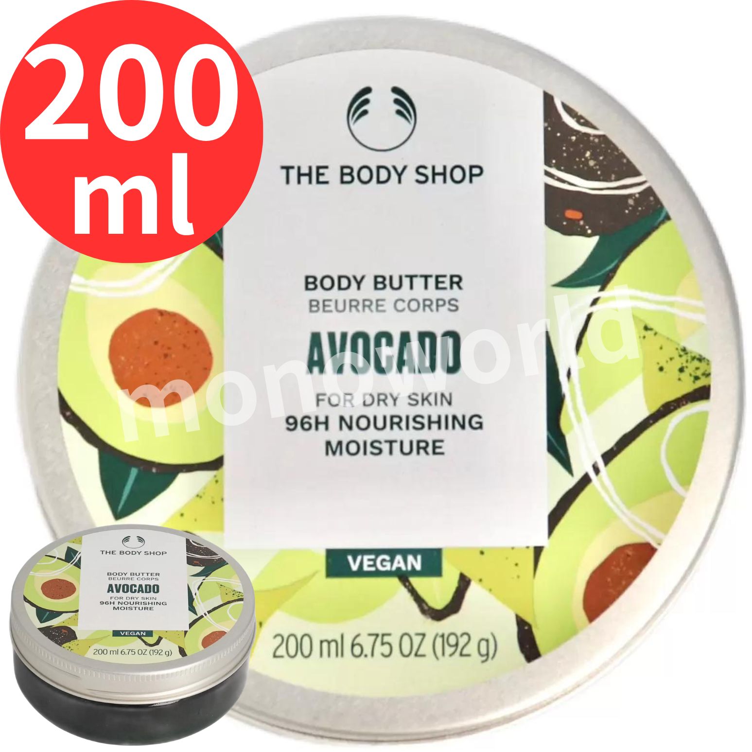 全国送料無料◎レビューキャンペーン目玉品◎当日発送品◎THE BODY SHOP ボディバター アボカド 200mL　ボディクリーム　ボディショップ　クリーム　マッサージクリーム　マッサージジェルのサムネイル