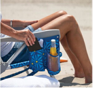 【毎日当日発送中◎ドリンクホルダー付き◎リクライニング5段階で楽々】Tommy Bahama トミーバハマ ビーチチェア 【ブルー ロゴ柄】バックパックビーチチェア リクライニングチェア ローチェア 海 ビーチ プール 収納 保冷 クーラーバッグ付き リゾートチェア通販格安セール情報 楽天 通販