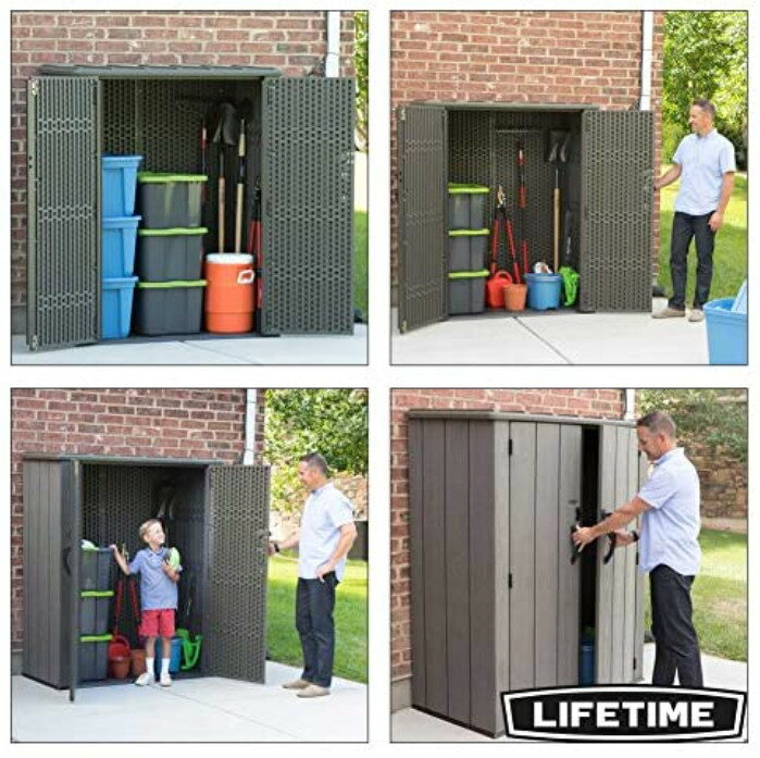 縦型 バーティカル 大型物置 LIFETIME ライフタイム Storage Box 物置 W136×D69×H171cm　ライフタイム 屋外収納 収納ボックスゴルフ道具　釣り道具　キャンプ道具　収納　ガーデニング 両開きドア 縦型物置 monoworld-10001430 モノワールド 楽天市場店 サンプル画像2