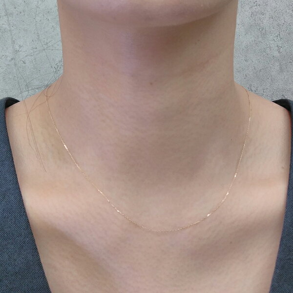 【送料無料 18金ネックレスチェーン 18KYG0.18 小豆チェーン 長さ45センチ スライドアジャスター付き 日本製