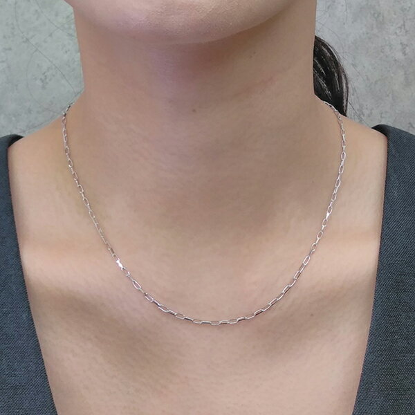 【送料無料 18金ネックレスチェーン 18KWG0.18 小豆チェーン 長さ45センチ スライドアジャスター付き 日本製