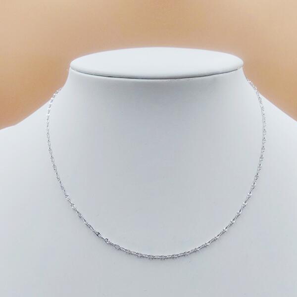 送料無料 18金ネックレスチェーン 18KWGバーインサートチェーンスライドアジャスター付き 重量1.30g