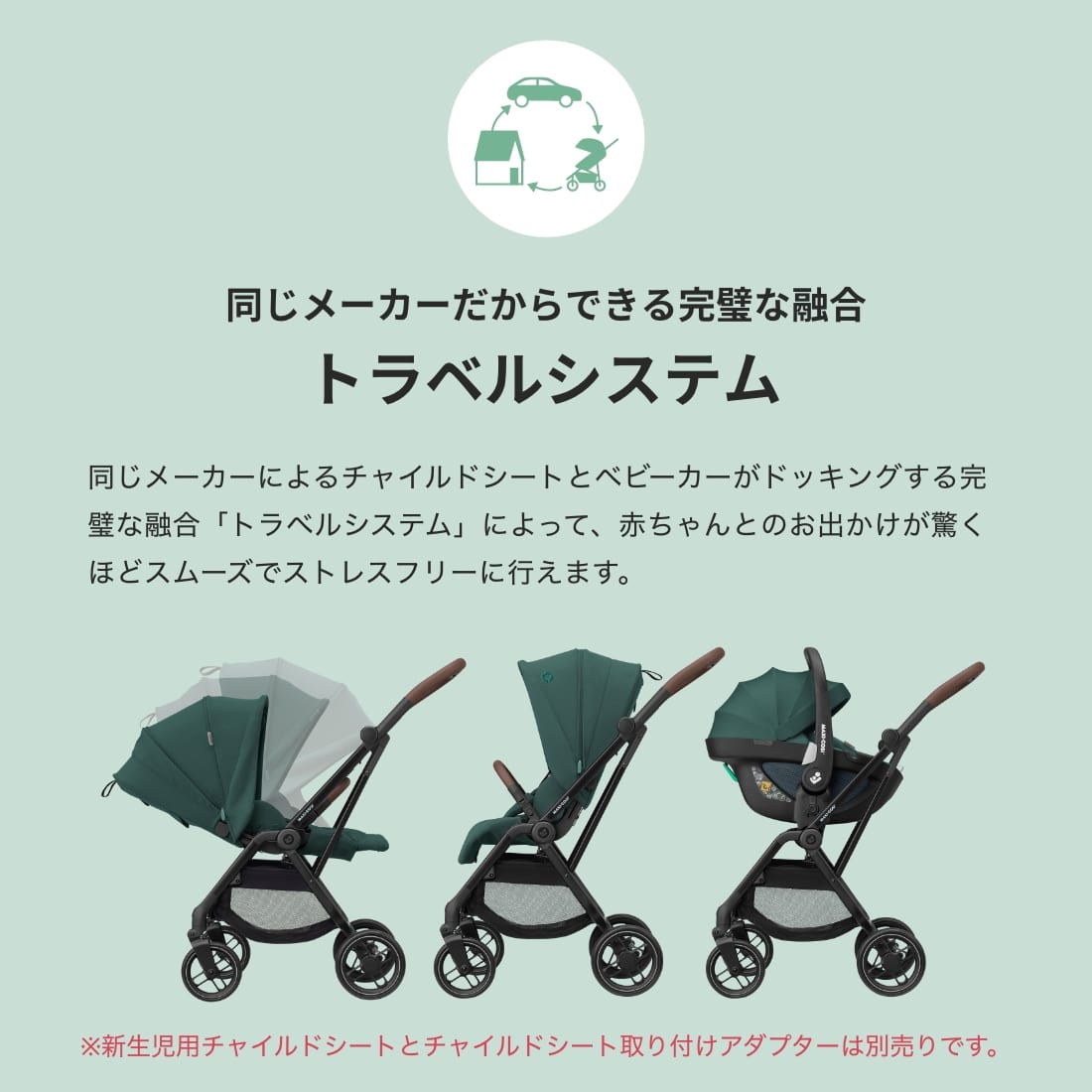 マキシコシ レオナ2 ベビーカー トラベルシステム 両対面 コンパクト ストローラー 新生児 LEONA maxicosi【メーカー保証2年】