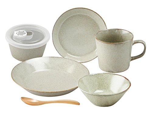 アイトーカレー・パスタ皿グレー20×35×30cmナチュラルカラー一人用567-502食器6点セット