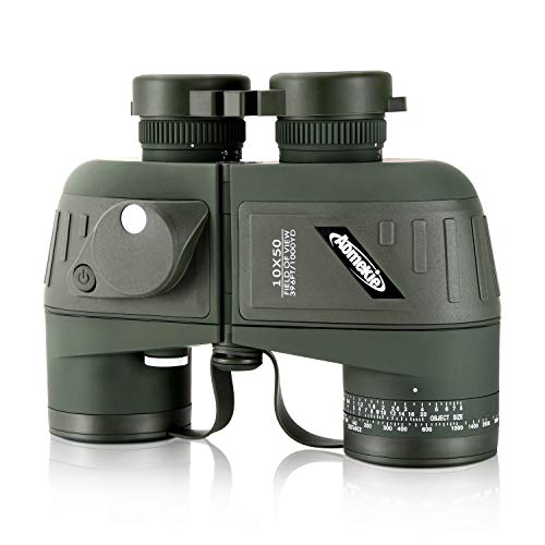 AOMEKIE 双眼鏡 10倍 50mm 微光 ナイトビジョン 防振 防水 距離計算 コンパス 付き 航海　BAK4プリズム オートフォーカス