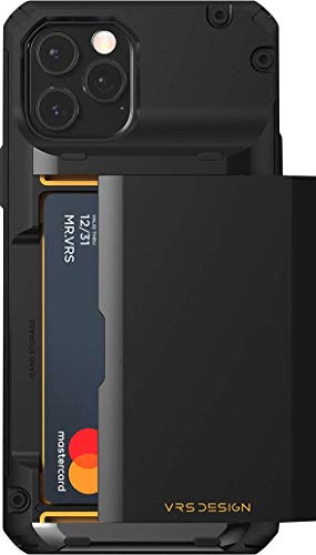 VRS iPhone12Pro / iPhone12 対応 ケース カード 収納 3枚 耐衝撃 携帯ケース 衝撃 吸収 ハード カバー 背面 スライド 式 カードケース 付き タフ スマホケース iPhone12 Pro/iPhone 12 /アイフォン12プロ / アイフォン12 対応 Damda Glide Pro ブラックロゴ
