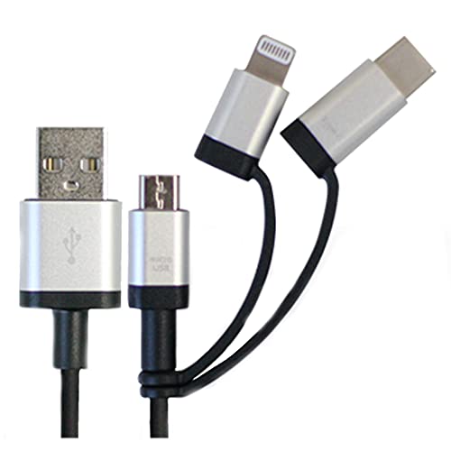 エアージェイ【Apple認証】3in1 Lightning ライトニング Type-C タイプC microUSB マイクロUSB ケーブル マルチケーブル UKJ-LMC200 (シルバー)