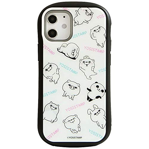 【カラー：総柄】iPhone12mini ヨッシースタンプ 耐衝撃 ガラス ケース カバー ハイブリッド ソフト ソフトケース ハード ハードケース キャラクター グッズ YOSHISTAMP うさぎさん くまさん ぬこさま アイフォン トゥエルブ ミニ iPhone 12 mini 5.4 スマホケース ...