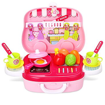 Bemixc おままごと キッチン 子供玩具 クッキング トイ おでかけごっこ遊び 3歳 4歳 5歳 女の子 おもちゃ クリスマスプレゼント お祝い お誕生ギフト