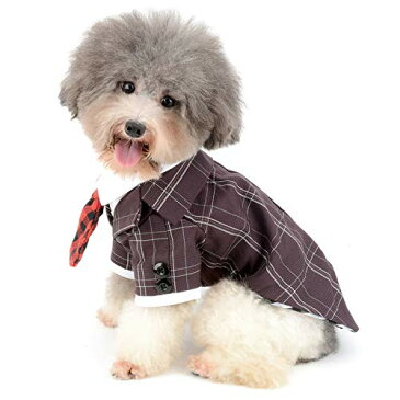 RANPHY 犬の服 タキシード スーツ 格子柄 ネクタイ付き 結婚式 小型犬 中型犬 犬用コート洋服 紳士スーツ ドッグウェア おしゃれ 猫服 お祝い パーティー 記念 写真 犬シャツ チワワ 散歩 お出掛け(パープル M)