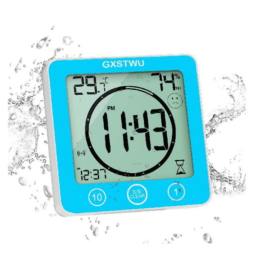 GXSTWU デジタル時計 防水 タイマー 温湿度計 半身浴クロック お風呂時計 温度計 湿度計 熱中症 壁掛け 卓上置き マグネット 吸盤 浴室 バス 洗面所 キッチン 中庭 ルーム シャワー用 (ブルー) GXSTWU デジタル時計 防水 タイマー 温湿度計 半身浴クロック お風呂時計 温度計 湿度計 熱中症 壁掛け 卓上置き マグネット 吸盤 浴室 バス 洗面所 キッチン 中庭 ルーム シャワー用 (ブルー)