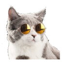 Kingsie 猫 サングラス メガネ 小型犬 眼鏡 可愛い かっこいい 日焼け対策 紫外線対策 ペット アクセサリー 写真撮影 (イエロー)