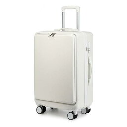 [MORGEN SKY] スーツケース キャリーバッグ キャリーケース フロントオープン型 コロコロバック 国内旅行 suitcase 機内持込1~3泊 超軽量 大型 軽量 静音 ダブルキャスター 耐衝撃 360度回転 XL02 (L White)