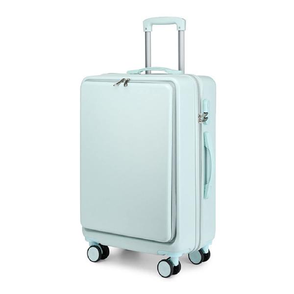  スーツケース キャリーバッグ キャリーケース フロントオープン型 コロコロバック 国内旅行 suitcase 機内持込1~3泊 超軽量 大型 軽量 静音 ダブルキャスター 耐衝撃 360度回転 XL02 (M Blue)
