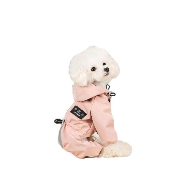 Msy yien ペット用 レインコート ポンチョ 防水 小型犬 中型犬 犬の服 ペット用品 雨具 軽量 可愛い 帽子付き (ピンク M)