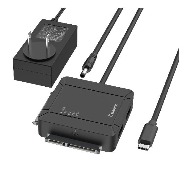 WAVLINK USB C デュアルベイSATAアダプター オフラインクローニング機能を備えたファイル転送およびバックアップ用の外部2.53.5 SATAハ