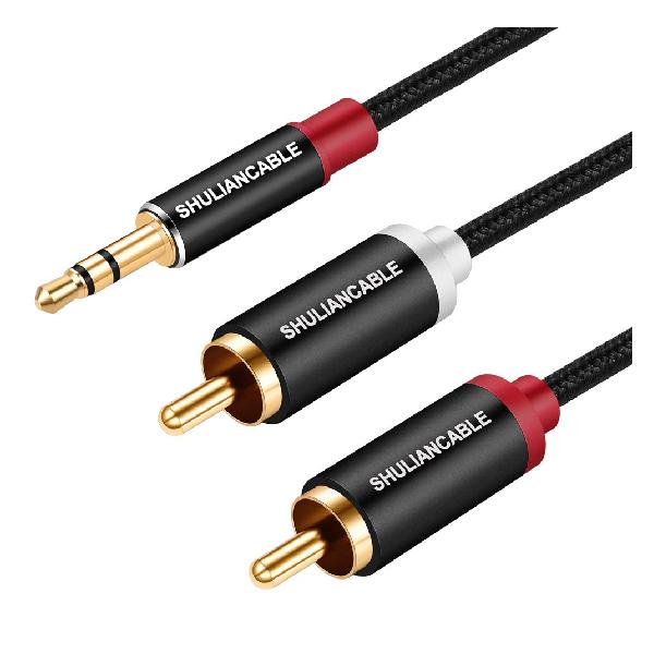 SHULIANCABLE 3.5mm to 2RCA 変換 ステレオオーディオケーブル オス to 2 オス RCA ケーブル Y スプリッタ設計 スマホ タブレット TV 等に対応 (0.5M)