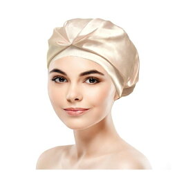 ナイトキャップ シルク シルクキャップ 天然シルク100% Silk nightcap 6Aクラス 19匁 就寝帽子 サイズ調整可能 枝毛防止 保湿美髪 ロングヘア ショートヘア 対応 ヘアキャップ ツヤ髪 摩擦軽減 睡眠用 就寝用 産後用 (シャンパン