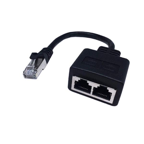 CERRXIAN RJ45 CAT6 1対2メスソケットポートLANイーサネットネットワークスプリッタカプラアダプタケーブル(20CM)
