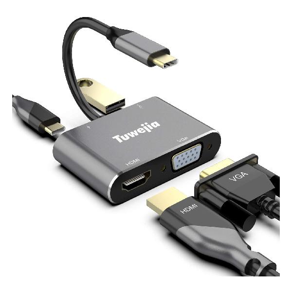 USB Type c HDMI VGA 4-in-1 A_v^ Tuwejia usb c hdmi4K 𑜓x hdmi|[g+VGA|[g+USB 3.0|[g+USB^CvCPD[d|[g 4-in-1 ϊ A_v^ UHDRo[^ M