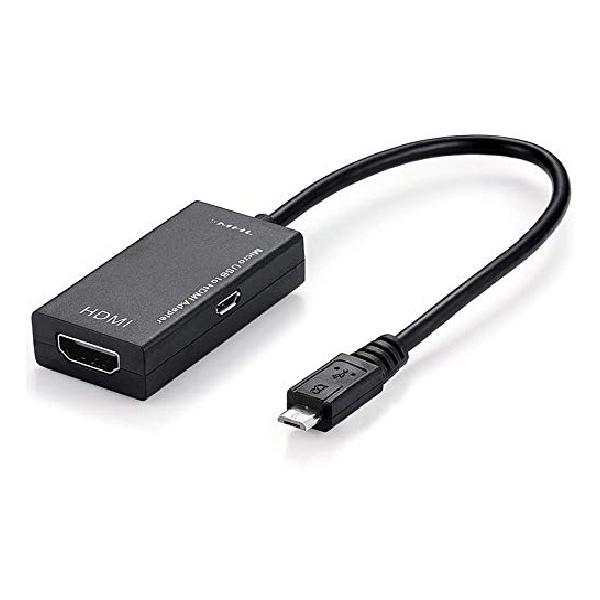 MHL HDMI 変換 アダプタ Micro USB HDMI 変換 ケーブル テレビへ映像伝送 テレビ 出力 ユーチューブをテレビで見る Andorid スマホの画面をテレビから出力 アンドロイド スマホ 対応 (ブラック)