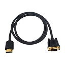 Duttek HDMI to VGA 変換ケーブル HDMIオス to VGAオス変換アダプタケーブル 金メッキコネクター 音声転送 1080P (黒) (HDMI to VGA 1m)(2)