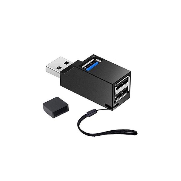 YFFSFDC USBハブ 3ポート USB3.0＋USB2.0コンボハブ 超小型 バスパワー usbハブ USBポート拡張 高速 軽量 コンパクト 携帯便利 1個入り (ブラック)
