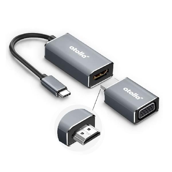 atolla USB Type C HDMI VGA ϊA_v^ 3̐ڑ@yUSB C-HDMIϊ 4K@30HzΉ+ Type C-VGAϊ 1080P@60HzrfIo + HDMI-VGA(D-SUB)ϊ 1080PΉzUSB