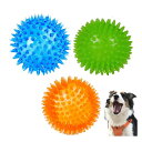 YFFSFDC犬おもちゃ 噛むおもちゃ 犬用ボール音の出るおもちゃ 天然ゴム 弾力性 耐久性ストレス解消 訓練用 中小型犬に適用サイズ6.5cm 3個セット(青 +緑 +オレンジ)(4)